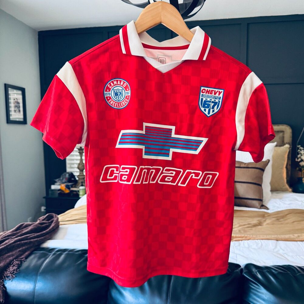 Youth Chevrolet Camaro 67 Racing Jersey Shirt Kids 10/12 Red Chevy GM